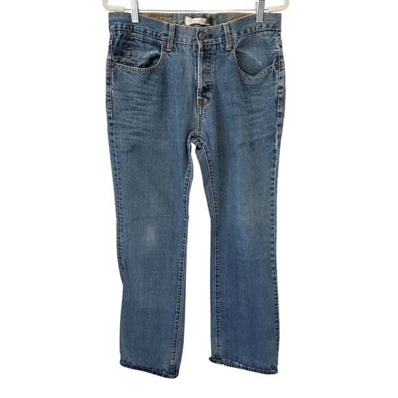 Paper Denim and Cloth Jeans Size 34 Denim Blue Distressed Fringe Hem Vintage - Picture 1 of 8